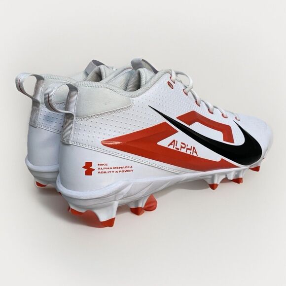 Nike Alpha Menace Mid Men Size 16 Football Cleats Orange White Black FZ7703-103